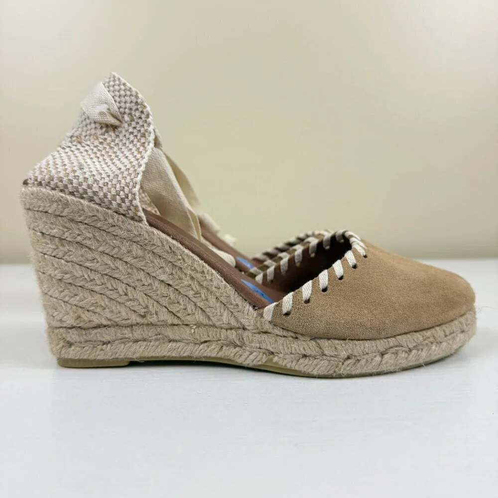 New Picon Suede Leather Lace Up Espadrille Wedge